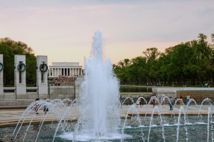 View across the Rainbow Pool toward the Lincoln Memorial