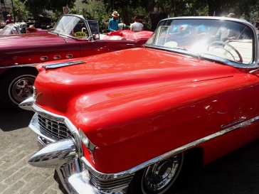 Profile, red Cadillac